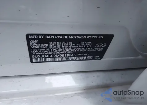 2021 BMW X5 M50I from USA, damaged, VIN 5UXJU4C02M9E19045